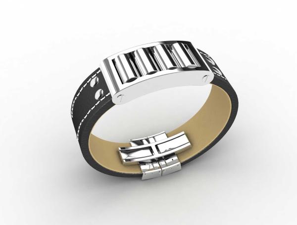 Top Quality Europe Fashion Stainless Steel Genuine Leather Silicone Bangle