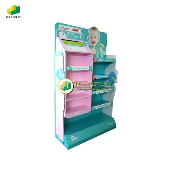 Corrugated Cardboard Retail Floor Display Recyclable Foldable For Baby Care Product