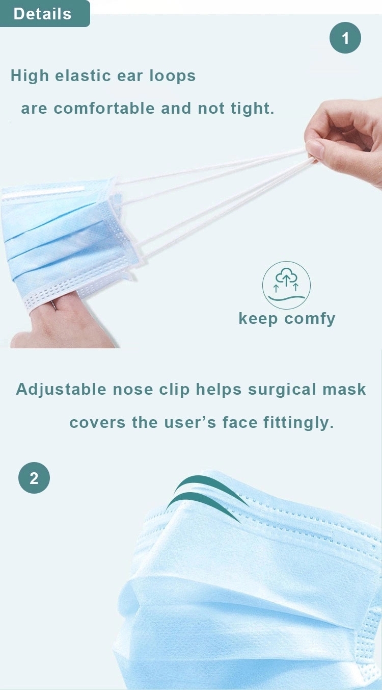 Blue Color 3 Ply Disposable Face Mask , Skin Friendly Dust Protection Mask