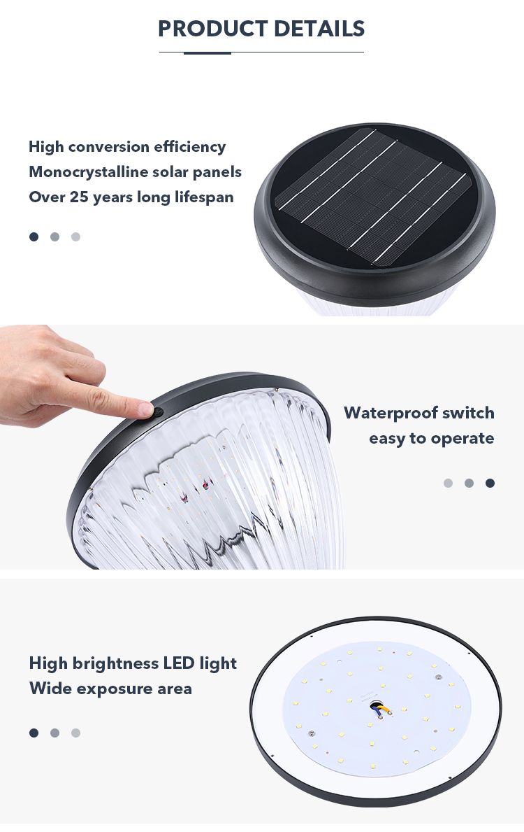 Light Control IP65 Solar Pillar Light Easy Install Post Cap Lamp For Wood Fence Deck