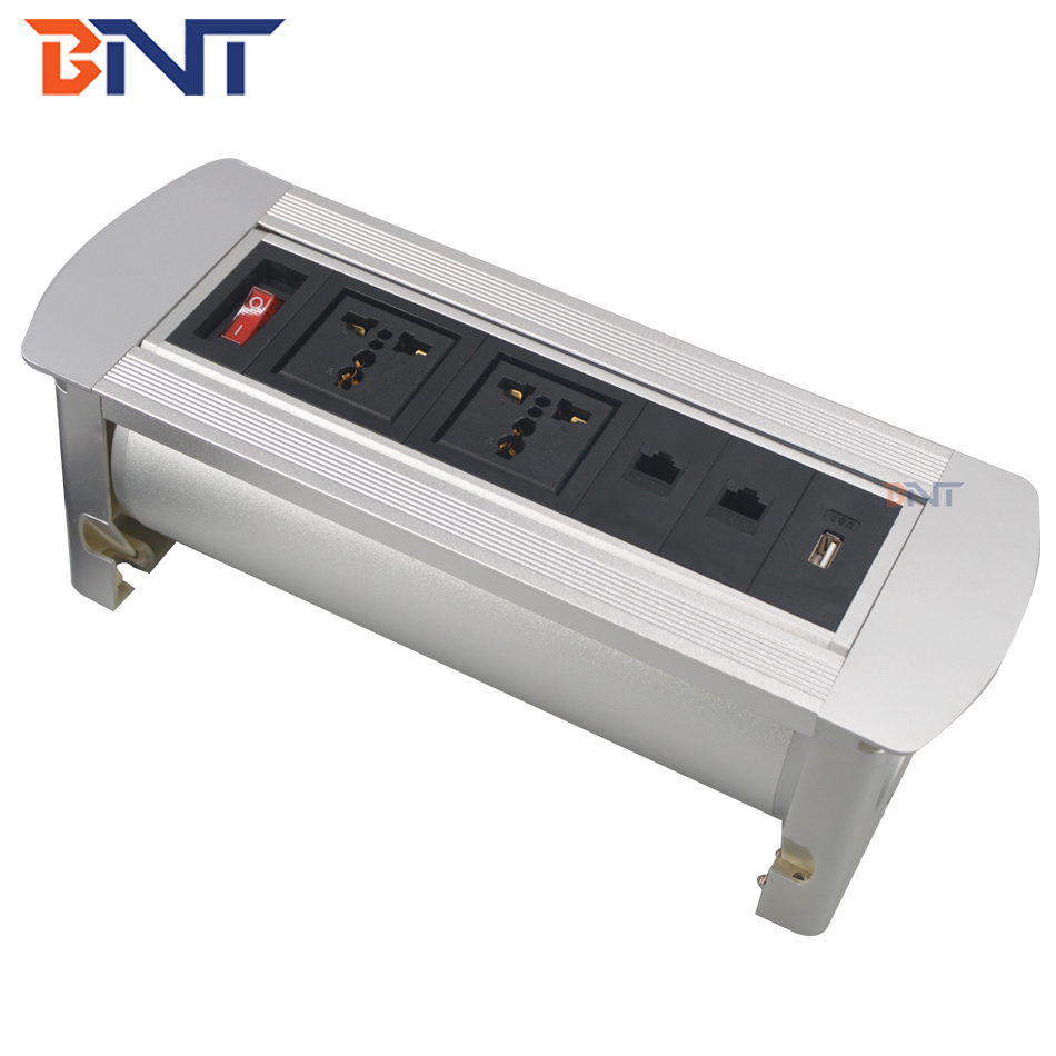 flip up desktop sliding electric socket with network ,usb
