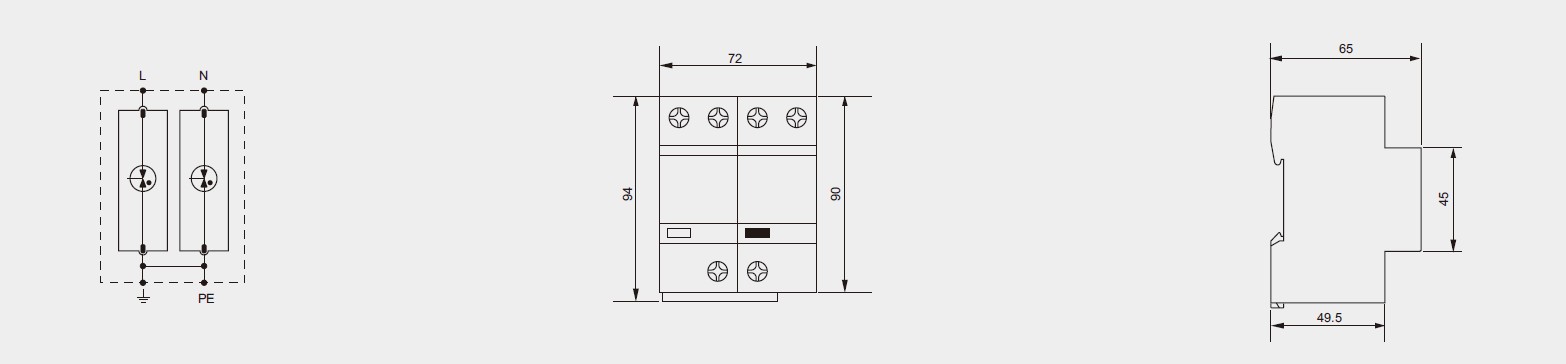 BR-25GR 48V Class I Low Voltage Lightning Arrester 25kA 48V SPD Surge Filter lightning protector