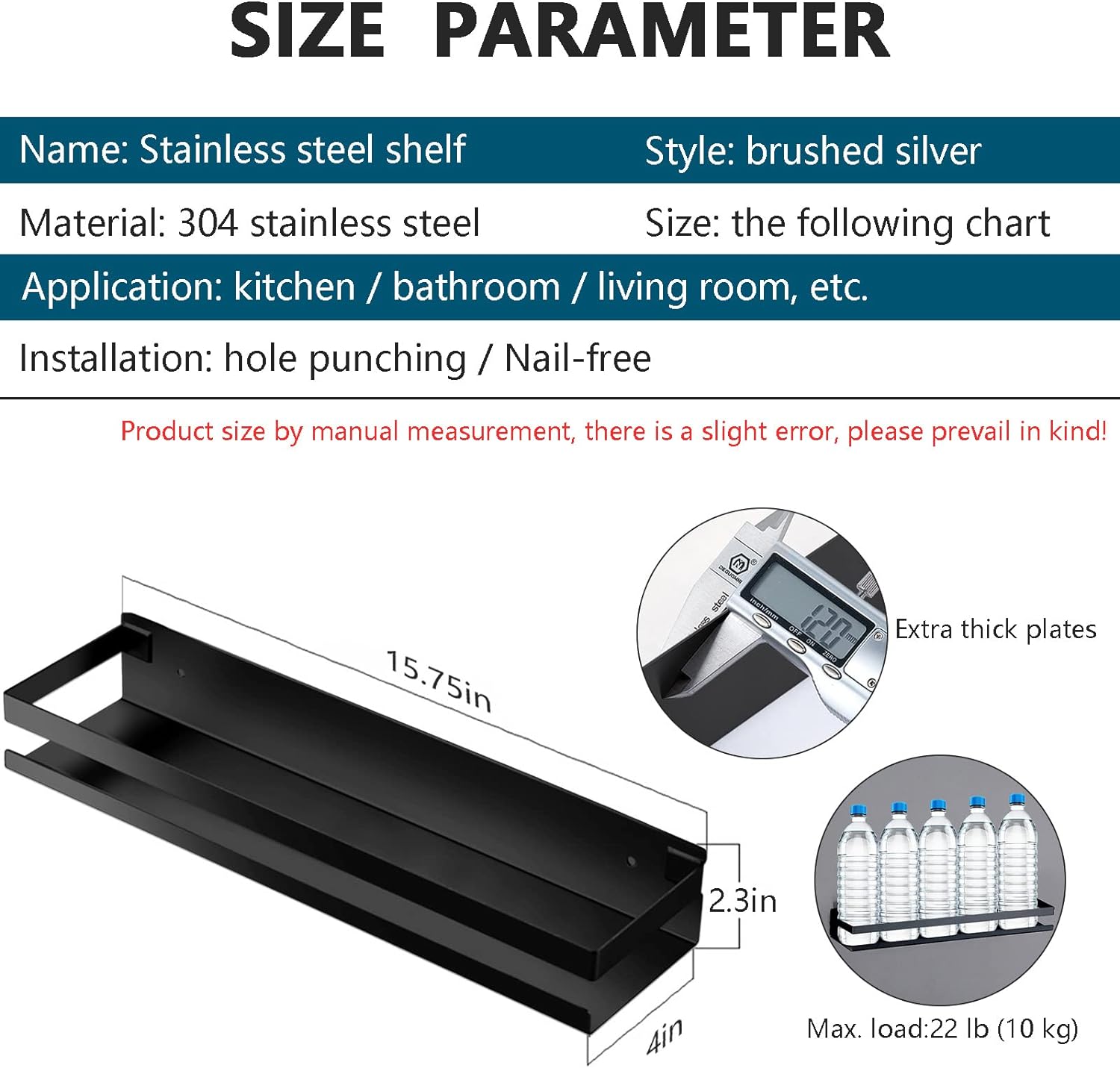 Wall Shelf Metal Wall Shelves Wall Organizer for Black Spices Bottle Storage