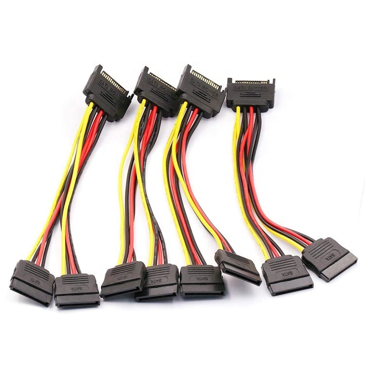 Male to Female Data Sata 15 Pin Power Y Splitter Cable for Computer HDD SSD PC Case