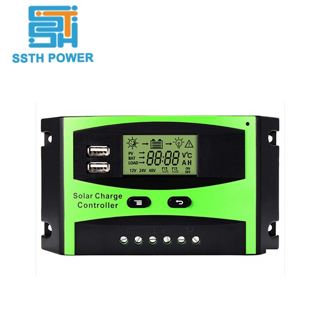 Manual 10A 50A 60A 20A 30A PWM Solar Charger Controllers 24V 12VDC Output Bulb
