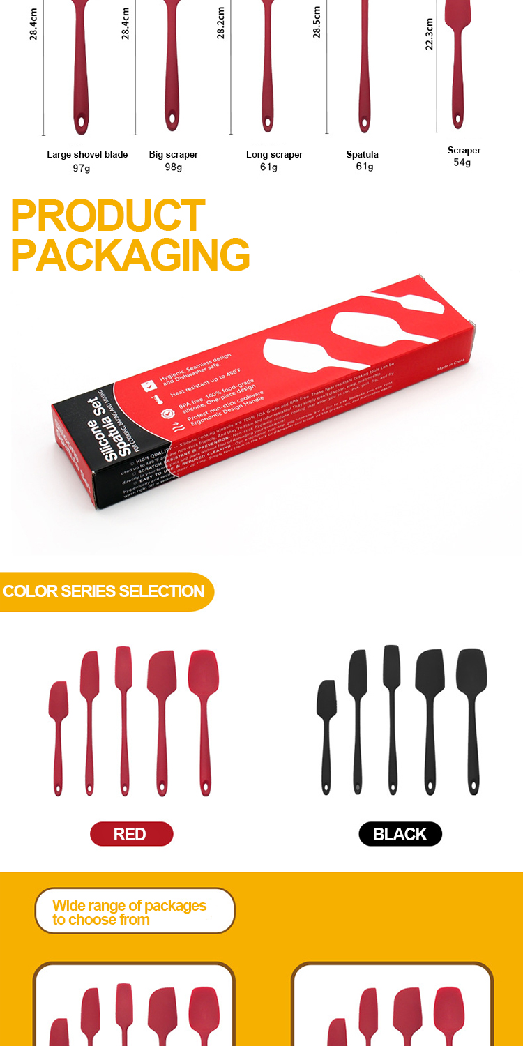 4 Pieces Non Scratch Silicone Spatula Set For Home Kitchen