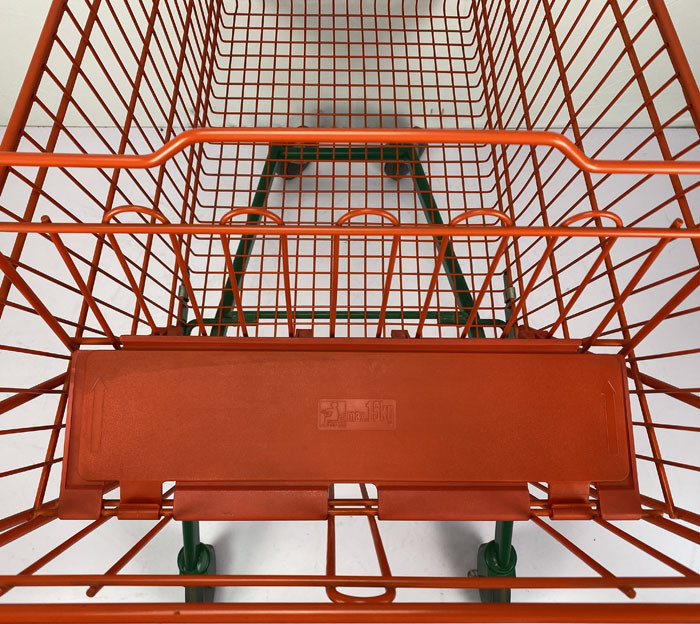 210L Customized Metal Supermarket Shopping Trolley European Type Red And Green Color