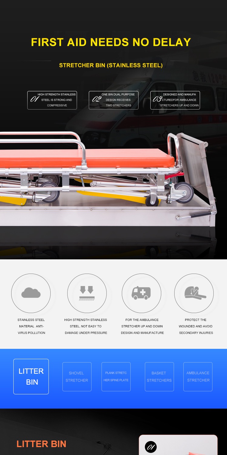 CE Approved Stainless Steel Stretcher Class I Instrument Classification