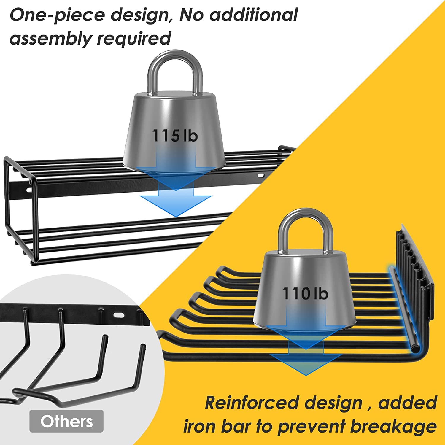 Garage Handheld Power Tool Organizer with Bolt Inserting Type in Rectangle Shape