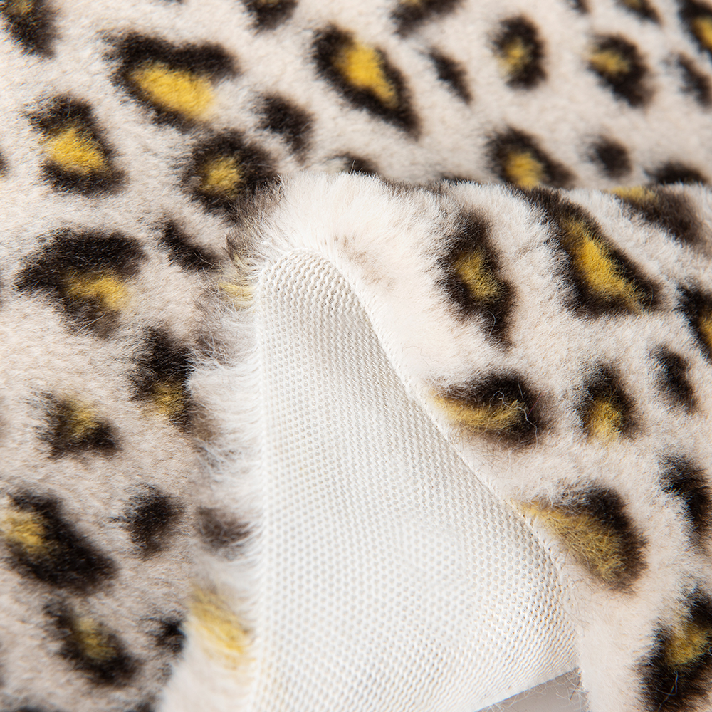 100% Polyester Super Soft Leopard Print Rabbit Fur Faux Fur Fabric for Garment Making
