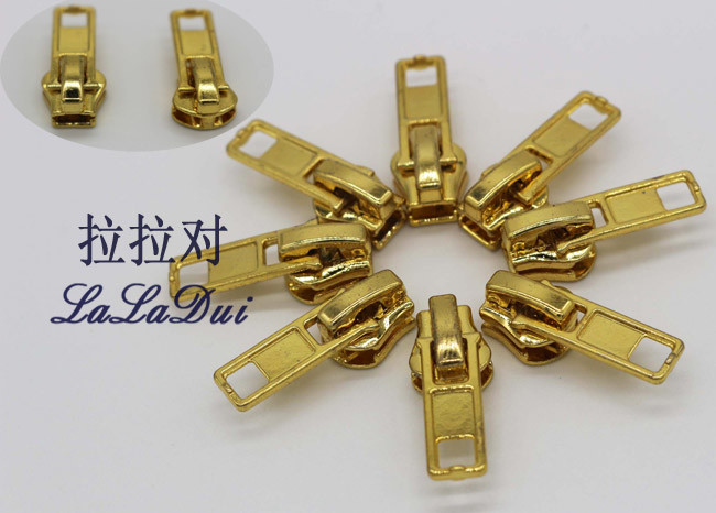 Garment Unique Gold Double Metal Zipper Pulls Slider Jacket Zipper Replacement