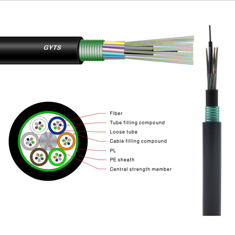 Communication 12Core Outdoor Single Mode Fiber Optic Cable GYTS G652D