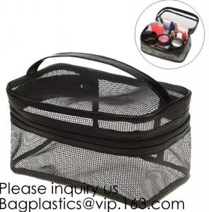 Collapsible Mesh Bag – Large See-Thru Travel Tote with Shoulder Straps – Water-Resistant with Zippered Pockets – Black