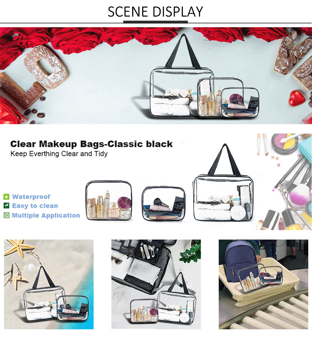 Waterproof Zippered 6 Pack Clear PVC Toiletry Bag With Handle
