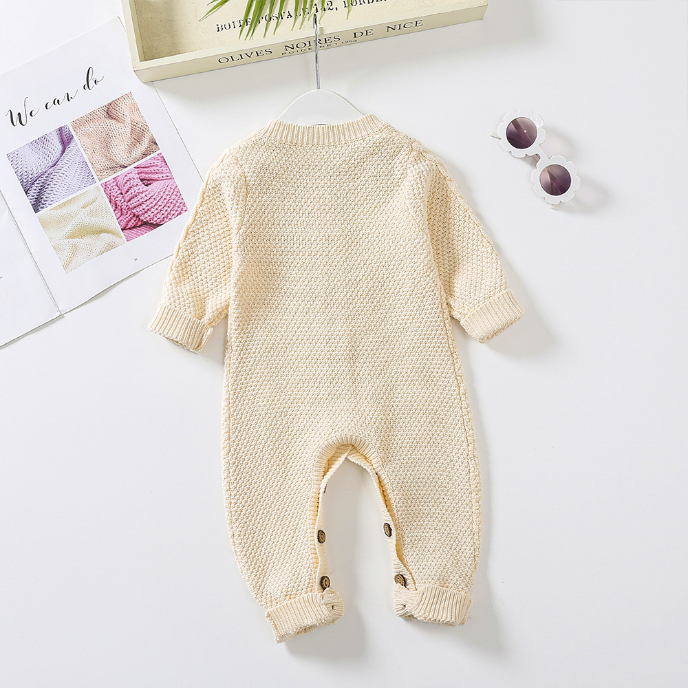 Custom Baby Winter Bodysuit 100% cotton Cable Knitted New Born Baby Rompers Sweaters Sets With Hats