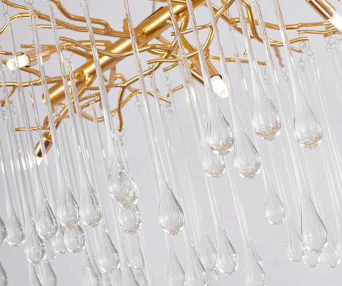 80 CRI Modern Crystal Chandelier Square Clear Glass Drop Chandelier