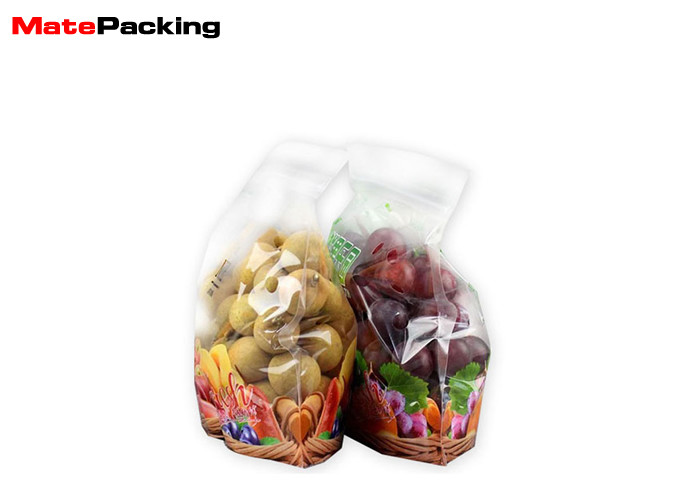 Breathable Fresh Vegetable Plastic Packaging Bags Transparent Custom Printed With Hole