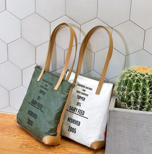 Cheap Lightweight Cheap Brown Custom Made Print Logo Water-proof Tyvek Paper Tote Shopping Bageco reusable promotion gif