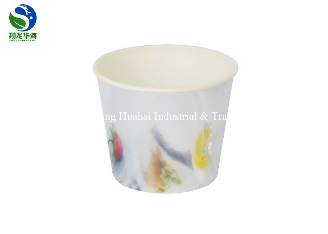 Golden Double Wall Disposable Paper Soup Bowls 32oz Custom Printed Hot Food Use