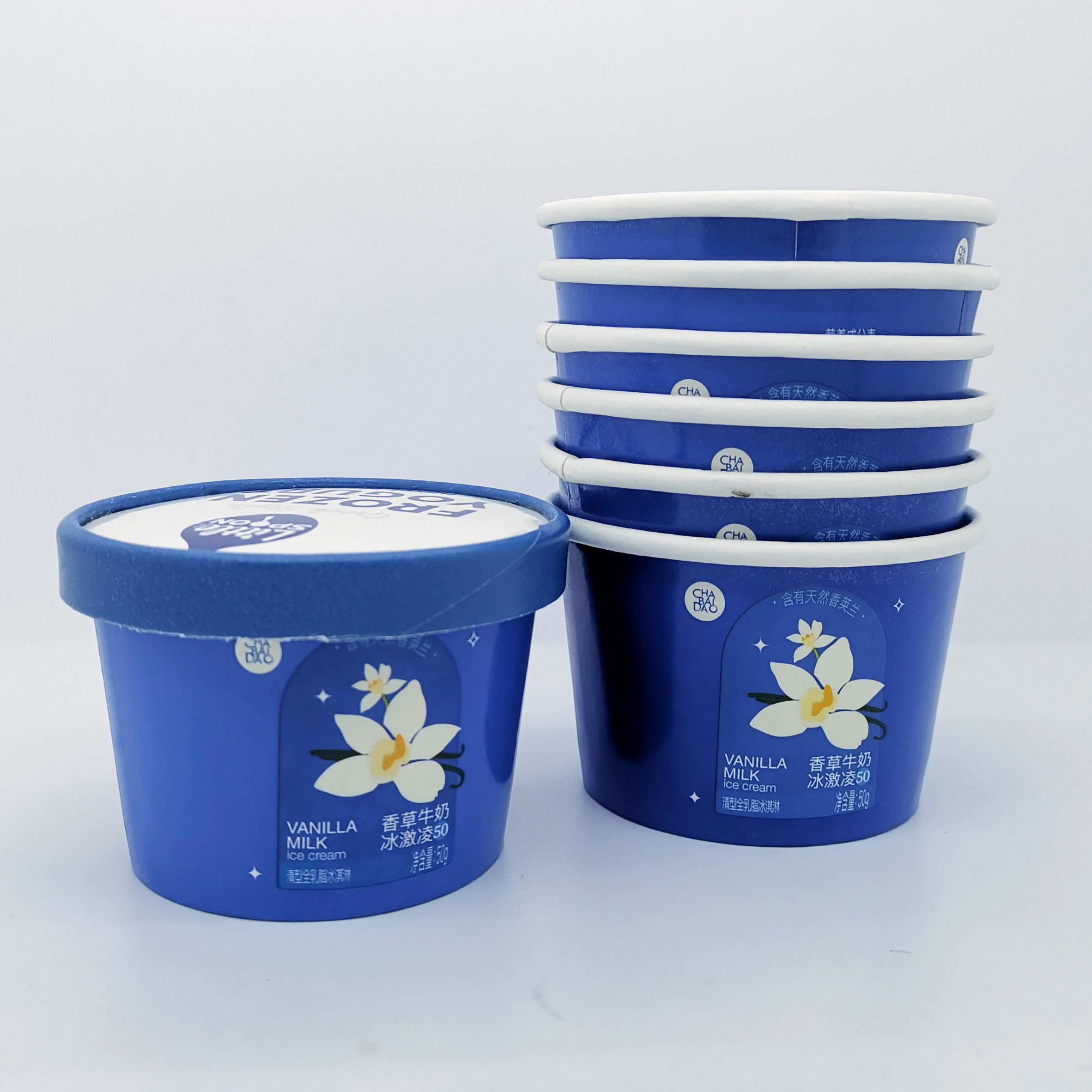 Customized Ice Cream Paper Container , Yogurt 3 Ounce Ice Cream Cups With Lid