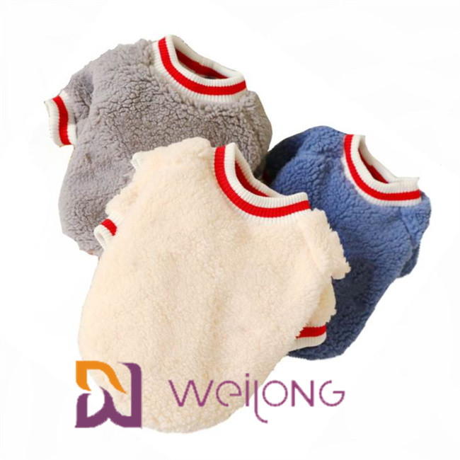 Rib Knit Short Sleeve Pet T Shirt Keep Warm Soft Sherpa T Shirt For Dog
