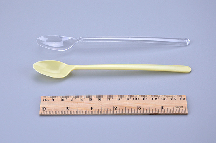 18.5 cm Long Handle disposable Plastic party Spoons 7'' in clear or beige color