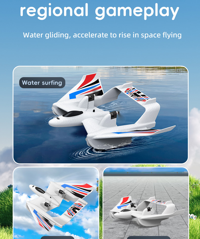 Rc Hydroplane Plane Toys Jet Fixed Wing 2.4g Remote Control Glider Foam Airplane Model Rc Plane for 8-13 Years Old