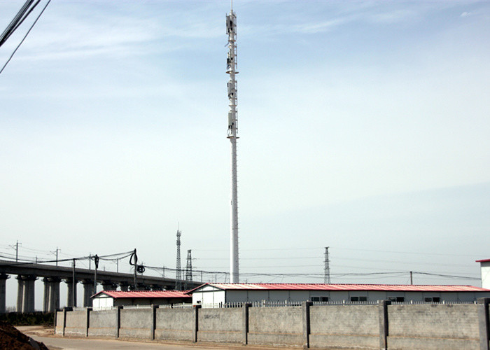 30m Self Supporting Steel Monopole Tower , Signal Transmission Monopole Telecom Tower