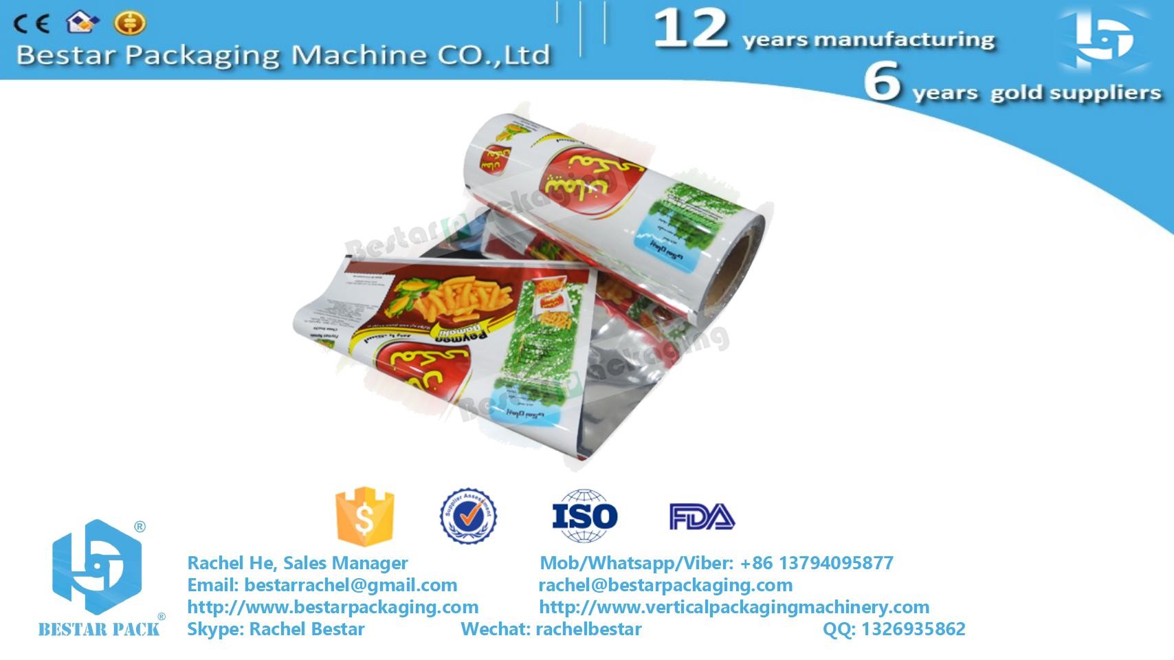 Transparent plastic roll film for Bestar FFS packing machine