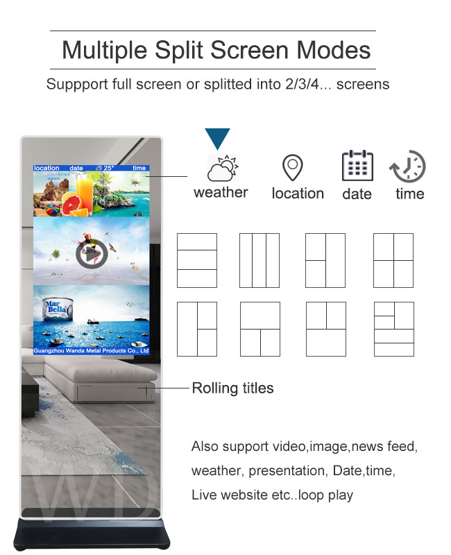 Android Windows 1920x1080p 21.5" Smart Mirror Digital Signage For Gym