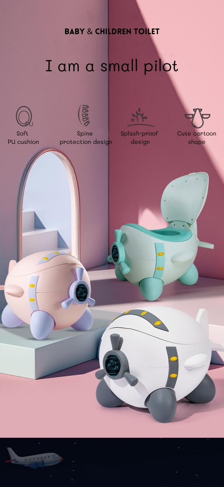 Cartoon Airplane Shape Baby Potty Training Toilet with Custom Logo for EN71 Testing
