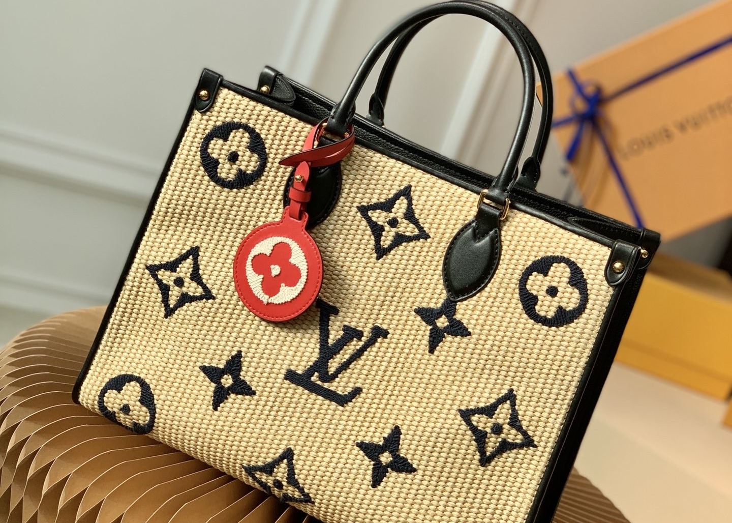Raffia Waven Custom Embroidered Tote Bags 35cm Medium Tote Purse