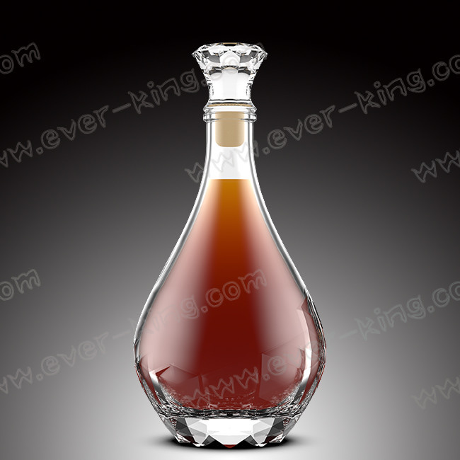 Heat Resistant Clear 750ML Rum Glass Bottle With Diamond Cap