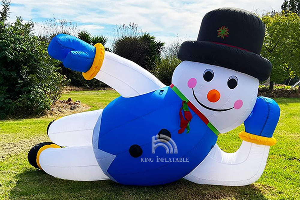Christmas Inflatable Snowman 3.6m X 2.0m Outdoor Decorations Air Blown Santa Claus Reclining On The Ground