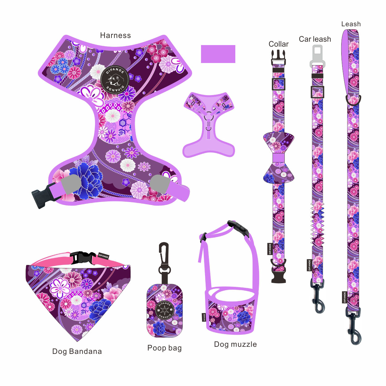 Adjustable Reversible Collar Leash Harness Set Mesh No Pull Dog Vest
