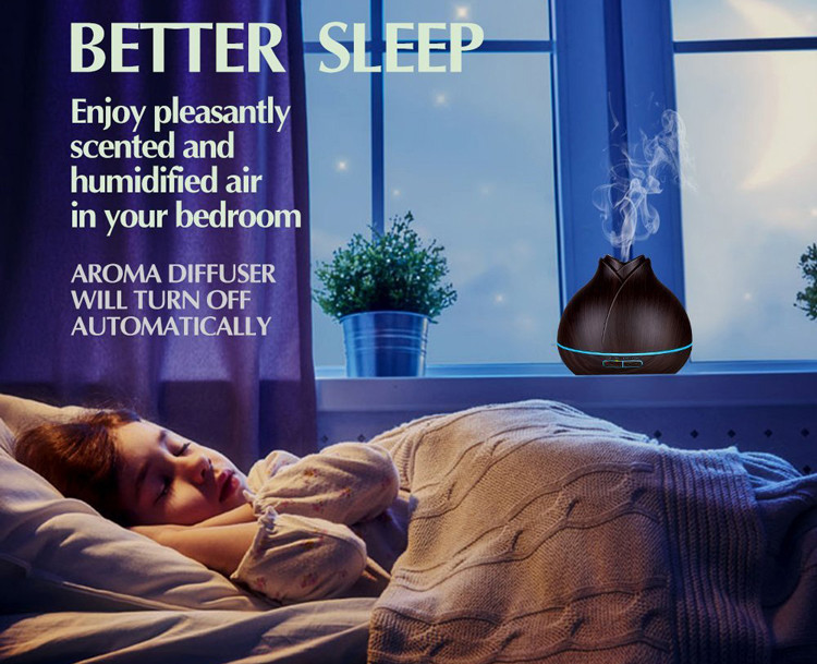 Cool Mist 400ml Wood Grain Ultrasonic Aroma Essential Oil Diffuser for Office Bedroom