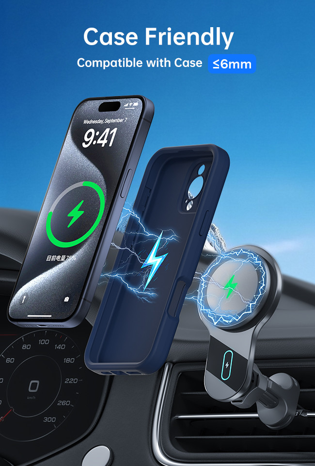 Car Phone Holder With Ultra-Thin Fan Cooling And Strong Magnetic Stability For Fast Charging And LED Lighting Effects