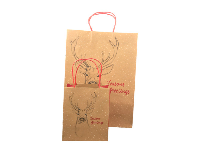 Biodegradable Luxury Christmas Packaging , Brown Paper Christmas Gift Bags
