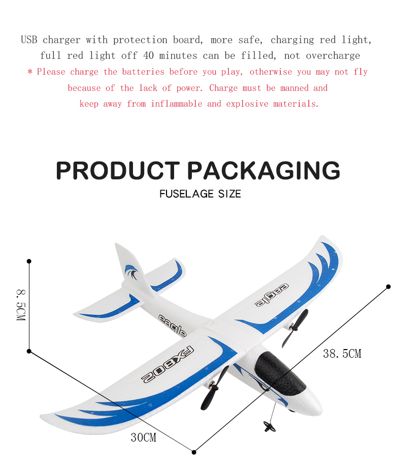 Super Glider Fx802 2.4g 2ch Epp Foam Remote Controlled Glider Model Ready-to-Go for Intermediate Operator Skill Level