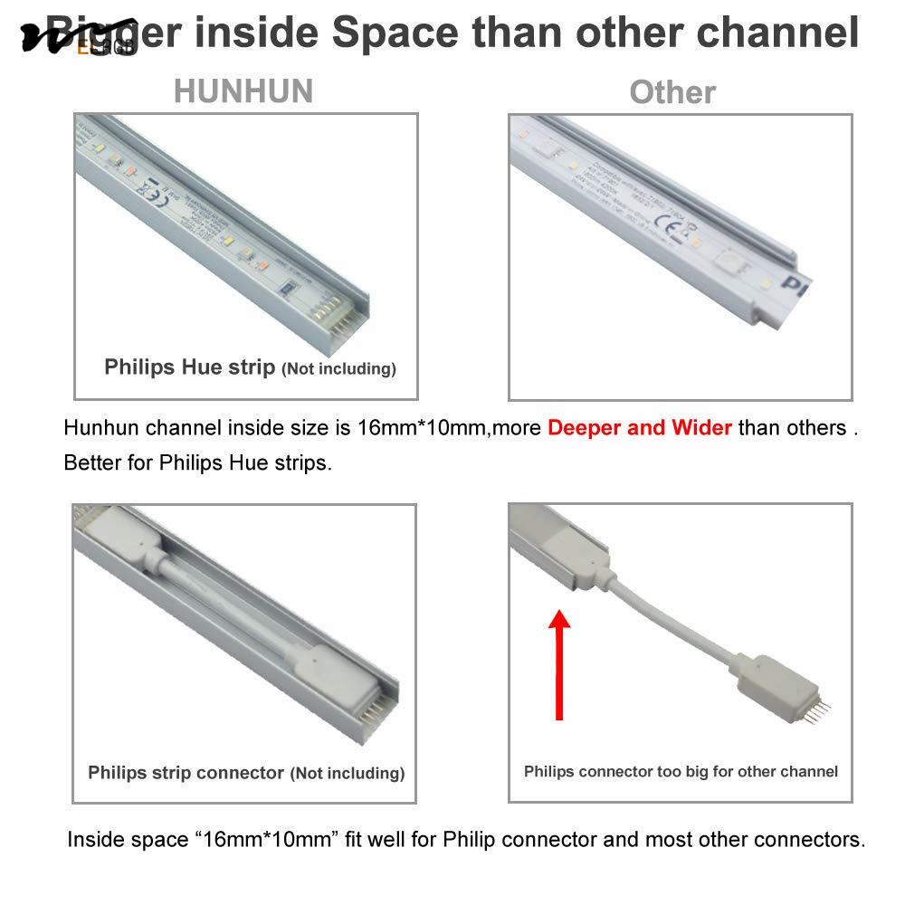 Plus-Size U Shape LED Aluminum Channel System with Milky Cover 10-Pack 6.6ft/2Meter