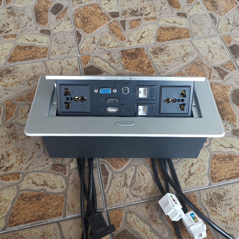 Customize Multimedia Desk Grommet Power Cable Cubby Socket Box with Double Side Power