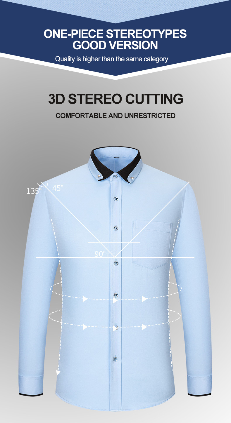 Adult Double Collar Solid Color Shirt for Business Casual Wear in Autumn and Spring