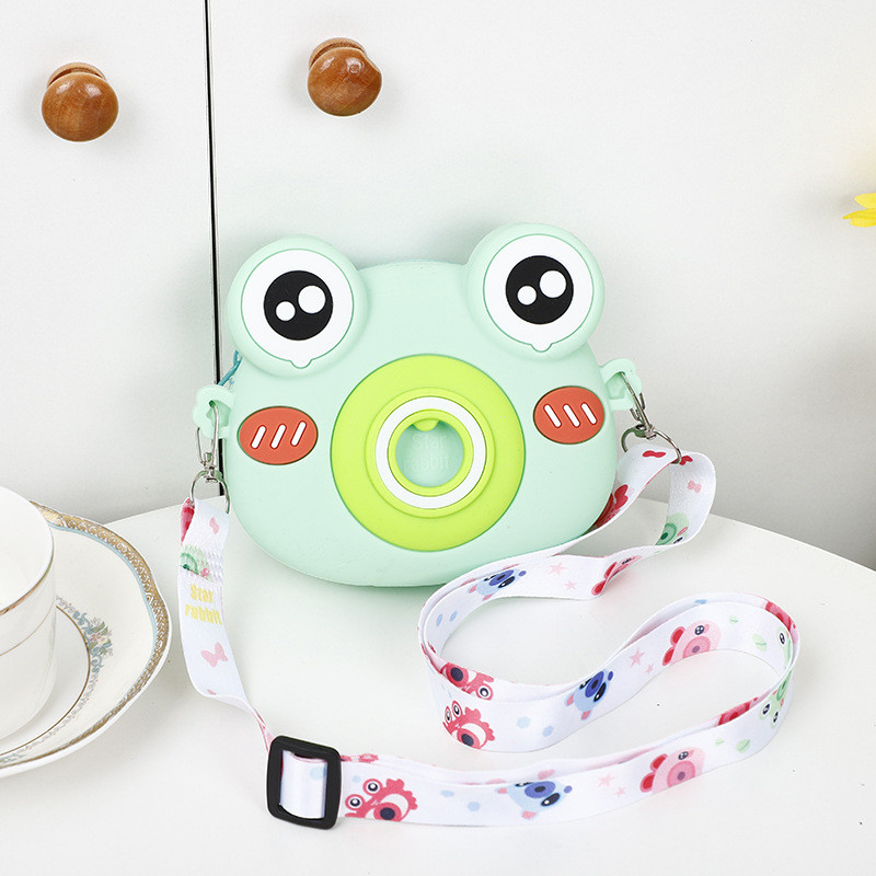 Cute Frog Silicone Pencil Box School Supplies Pencil Case For Kids Makeup Bag Shoulder Bag For Christmas Birthday Gift