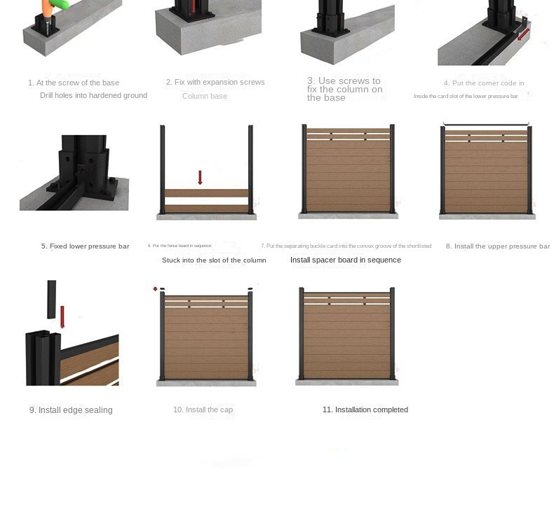 Fireproof WPC Fence Panel Wood Plastic Composite Interior Board Tan Protective Railing For Riverside 200x120cm