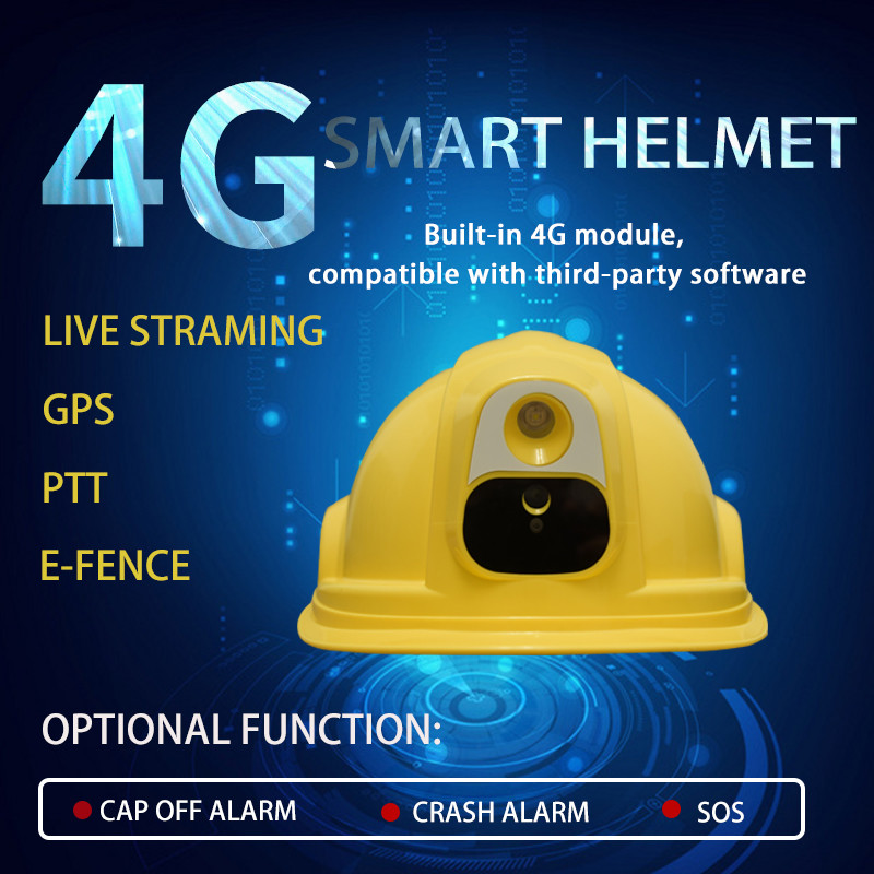 Hard hat Safety helmet 4G Real-Time GPS wifi live streaming for Mining Construction end software server