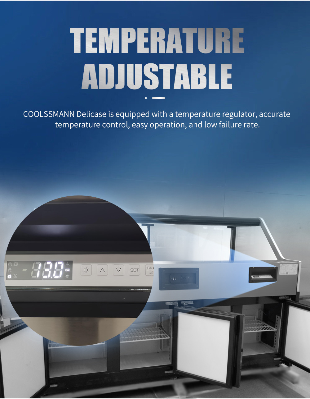 There Are Four -2 ℃ Refrigeration Cabinet Bottom Of The Square Glass Service Deli Chiller