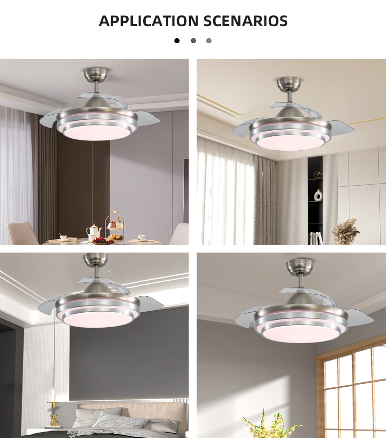 Super Bright 5000K 65W 42 Inch Flush Mount Ceiling Fan With Light retractable