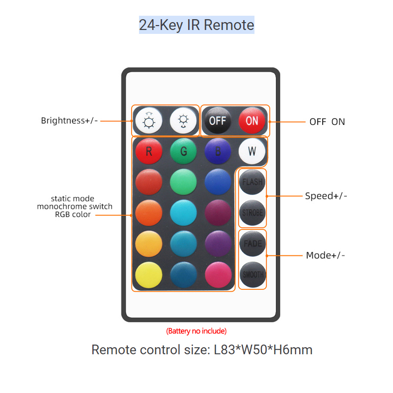 24 Keys Remote RGB LED Strip Wifi Controller APP Timing Voice Music Control
