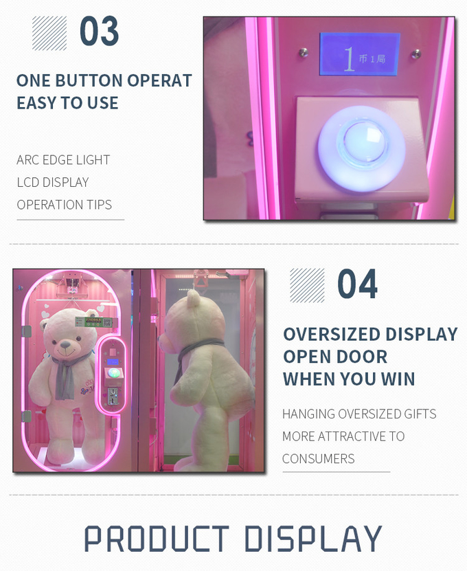 Classic Pink Coin Operated String Cutting Game Arcade Machine CUT WIN Skill Cut Ur Prize Game Machine