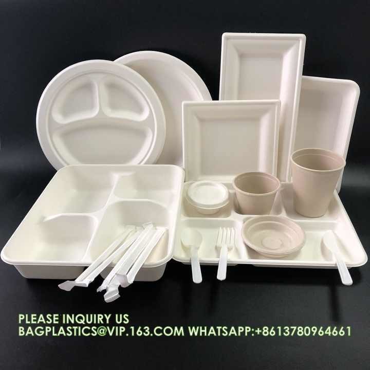 Eco-Friendly Customized Size Grease Oil Water Proof Microwavable Plate Disposable Compostable Sugarcane Bagasse